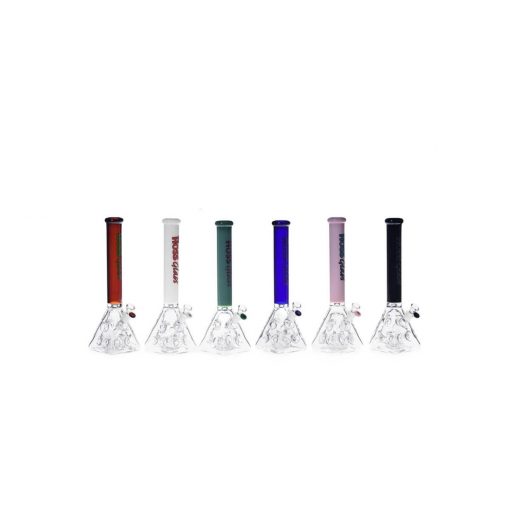 Hoss Bong H144- Holey Pyramid Beaker with Colored Top - Image 4