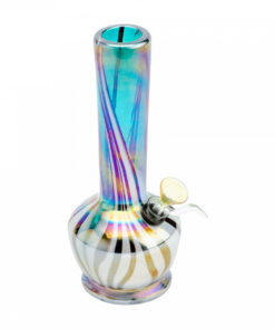 8" Tall Retro Glass Platinum Metallic Jazz Tube