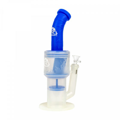 12″ Dual Perc Clear Base SILICONE Water Pipe W/Glass Bowl