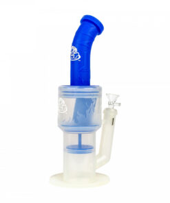 12″ Dual Perc Clear Base SILICONE Water Pipe W/Glass Bowl