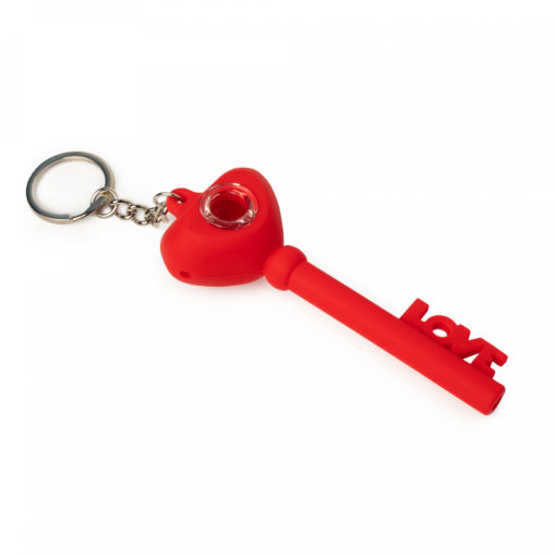 4.25" Love Key Hand Pipe W/Glass Bowl - Image 2