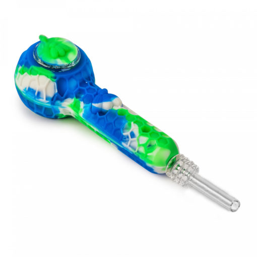 4.5" Hand PipeNectar Collector W/Glass Bowl, Quartz TipBowl Cover