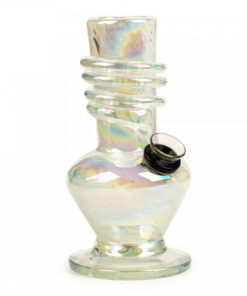6" Tall Retro Glass Platinum Metallic Spade Tube W/Wrap - Image 3