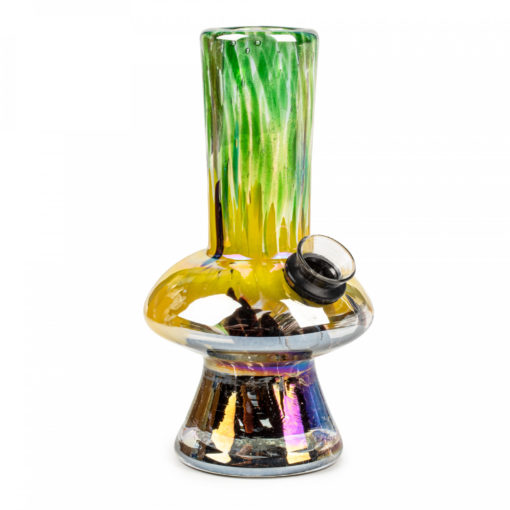 5 1/4" Tall Retro Glass Platinum Metallic Mushroom Tube - Image 2