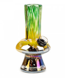 5 1/4" Tall Retro Glass Platinum Metallic Mushroom Tube - Image 2