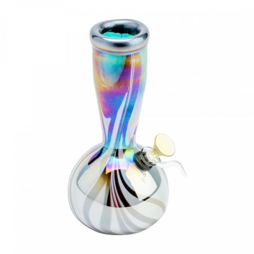 8" Tall Retro Glass Platinum Metallic Aerolite Bubble Tube - Image 2