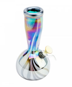 8" Tall Retro Glass Platinum Metallic Aerolite Bubble Tube - Image 2
