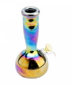 8" Tall Retro Glass Platinum Metallic Aerolite Bubble Tube