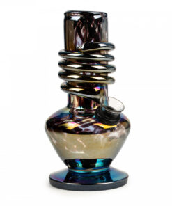 6" Tall Retro Glass Platinum Metallic Spade Tube W/Wrap