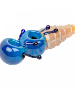 Red Eye Glass 5" two Scoop Hand Pipe W/2 Bowls