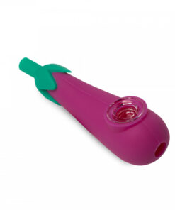 4" Eggplant Hand Pipe W/Glass Bowl