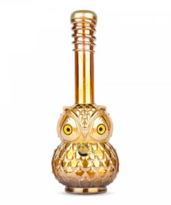 Retro Glass 12" Tall Platinum Metalic Owl W/ Glow-In-The-Dark Wrap & Mouthpiece