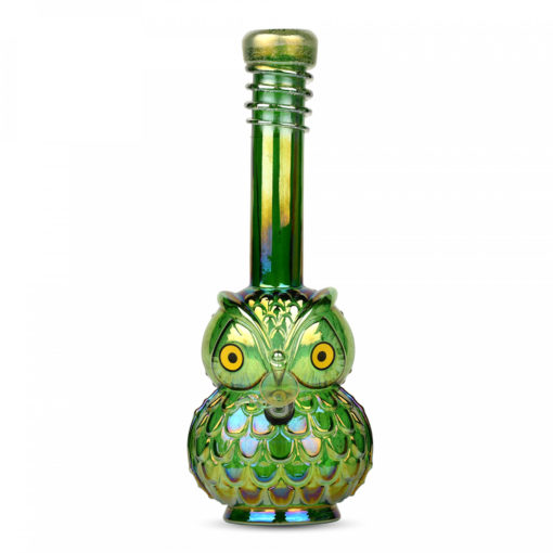Retro Glass 12" Tall Platinum Metalic Owl W/ Glow-In-The-Dark Wrap & Mouthpiece - Image 4