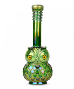 Retro Glass 12" Tall Platinum Metalic Owl W/ Glow-In-The-Dark Wrap & Mouthpiece - Image 4