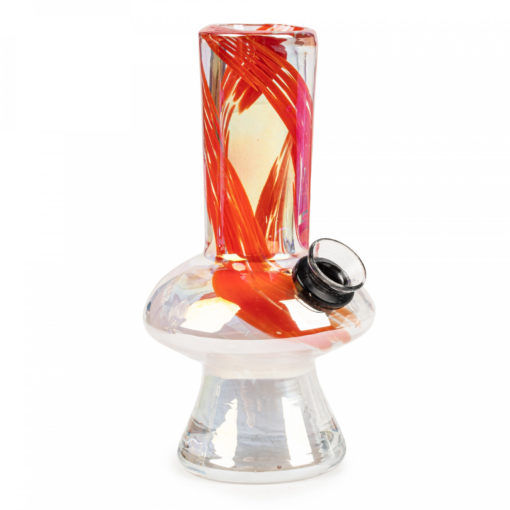 5 1/4" Tall Retro Glass Platinum Metallic Mushroom Tube - Image 3