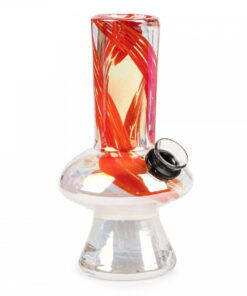 5 1/4" Tall Retro Glass Platinum Metallic Mushroom Tube - Image 3