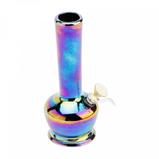 8" Tall Retro Glass Platinum Metallic Jazz Tube - Image 3