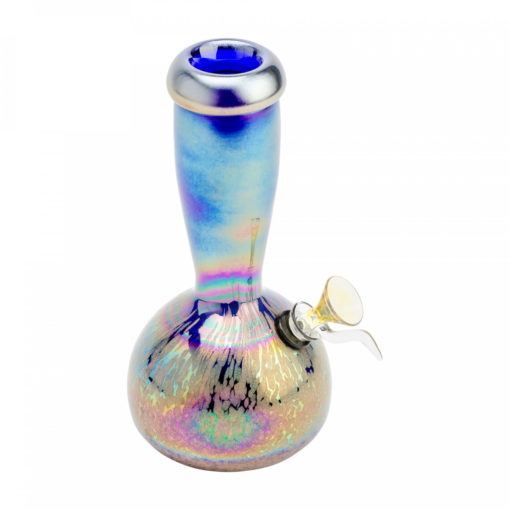 8" Tall Retro Glass Platinum Metallic Aerolite Bubble Tube - Image 3