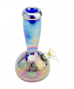 8" Tall Retro Glass Platinum Metallic Aerolite Bubble Tube - Image 3