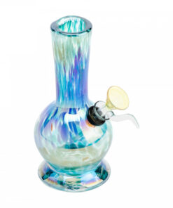 6" Tall Retro Glass Platinum Metallic Metro Tube