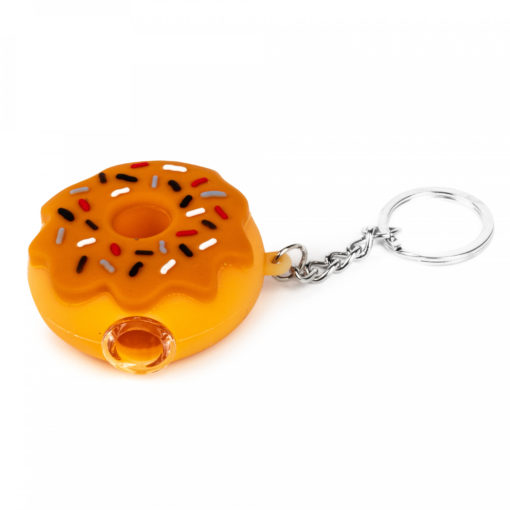 2.25" Donut Hand Pipe W/Glass Bowl Keychain - Image 2
