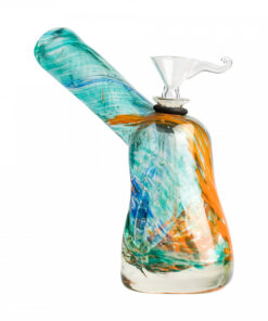5 1/4" Tall Retro Glass Glow-In-The-Dark Pistol Grip Bubbler