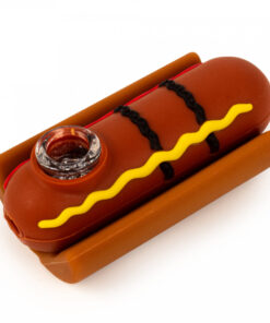 4" Hot Dog Hand Pipe W/Glass Bowl