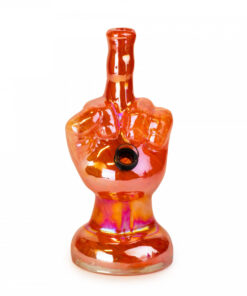 8" Tall Retro Glass Platinum Metallic 'Flippin The Bird' Water Pipe - Image 2