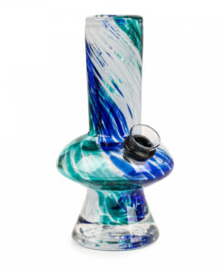 5 1/4" Tall Retro Glass Platinum Metallic Mushroom Tube
