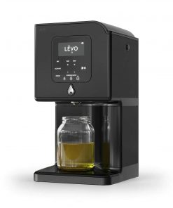 The LEVO II Oil Infuser with a jar filled with infused oil