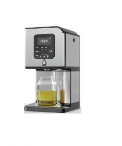 The LEVO Lux Oil Infuser with a jar containing the infused oil