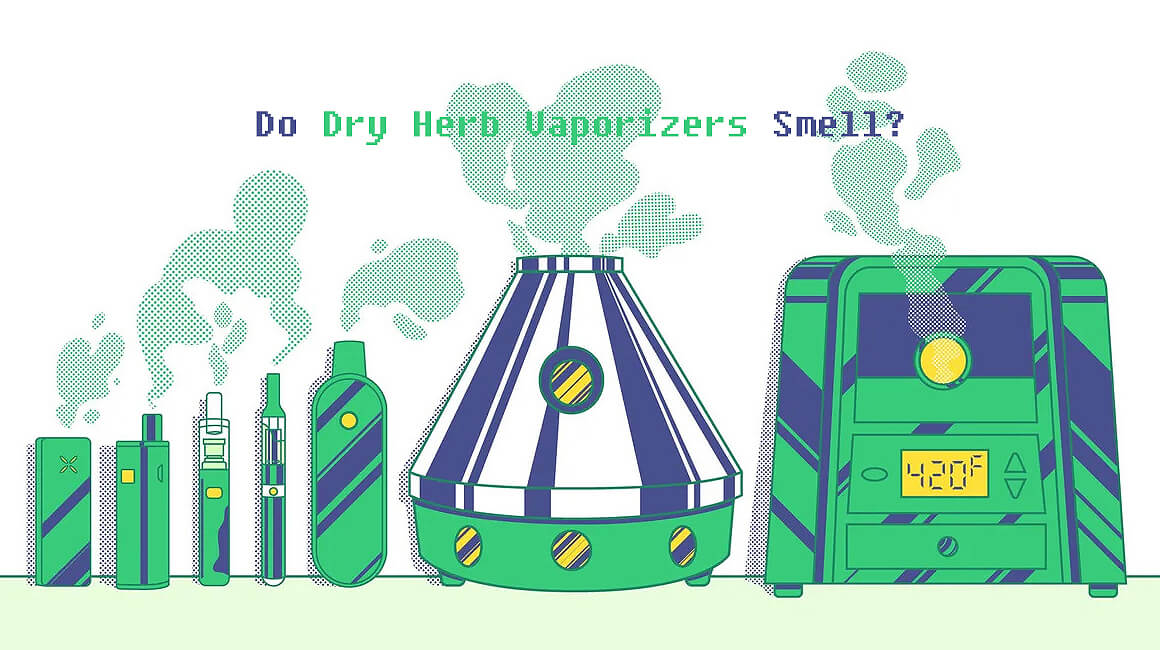 Header: Do Dry Herb Vaporizers Smell, Image showing 16bit art of popular vaporizers