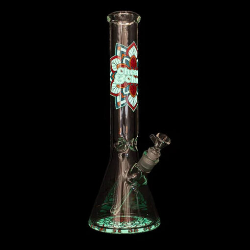 Mandala Glow in the dark pipe 15inch - Dark full view