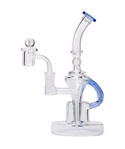 Human Grade Dualing Recycler Glass Rig Water Pipe blue