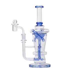 Human Grade 10.25" Straight Recycler Glass Water Pipe-Blue
