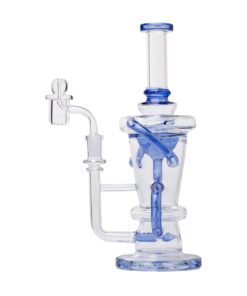 Human Grade 10.25" Straight Recycler Glass Water Pipe-Blue