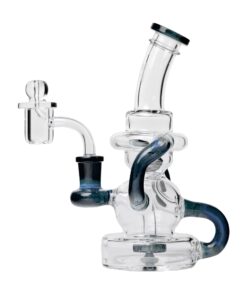 Human Grade Stubby Klein Glass Recycler Rig Water Pipe-Blue