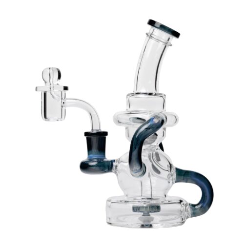 Human Grade Stubby Klein Glass Recycler Rig Water Pipe-Blue