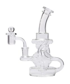 Human Grade Stubby Klein Glass Recycler Rig Water Pipe-Clear