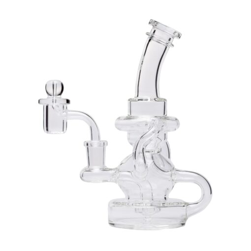 Human Grade Stubby Klein Glass Recycler Rig Water Pipe-Clear