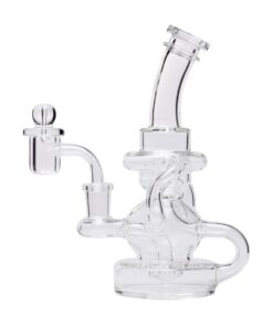 Human Grade Stubby Klein Glass Recycler Rig Water Pipe-Clear