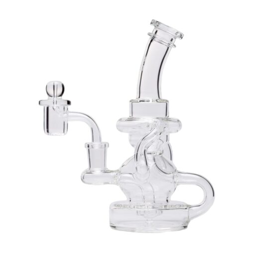 Human Grade Stubby Klein Glass Recycler Rig Water Pipe-Clear