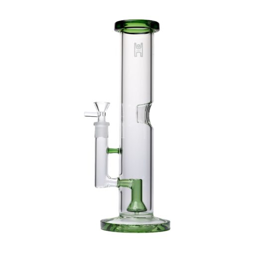 Human Grade 12" Tube Water Pipe-Clear with Green Accent