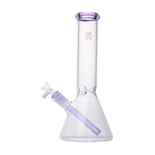 Human Grade 12" Beaker Water Pipe-Clear with Lavender