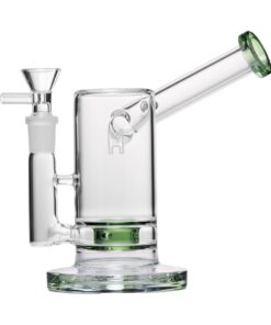 Human Grade 6" Sidecar Bubbler-Clear with Green Accent