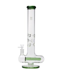 Human Grade Inline Tube Triple Ice Catch Glass Water Pipe Green