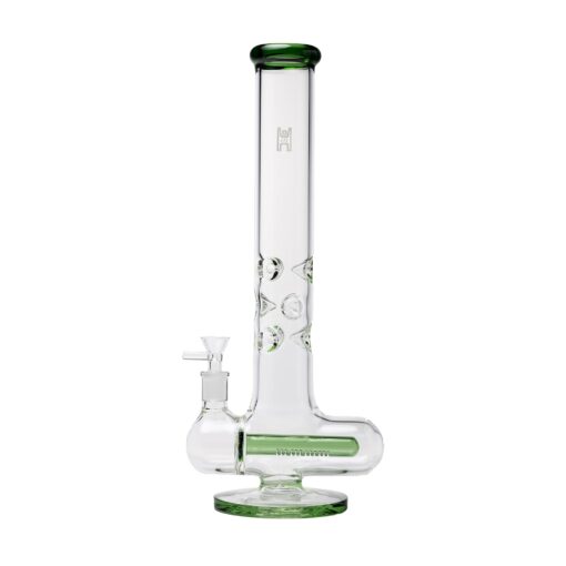 Human Grade Inline Tube Triple Ice Catch Glass Water Pipe Green