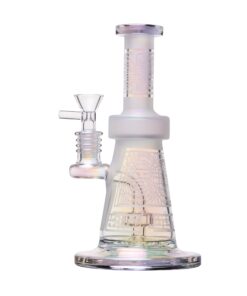 Human Grade Aztec (Sandblasted) Glass Water Pipe Iridescent