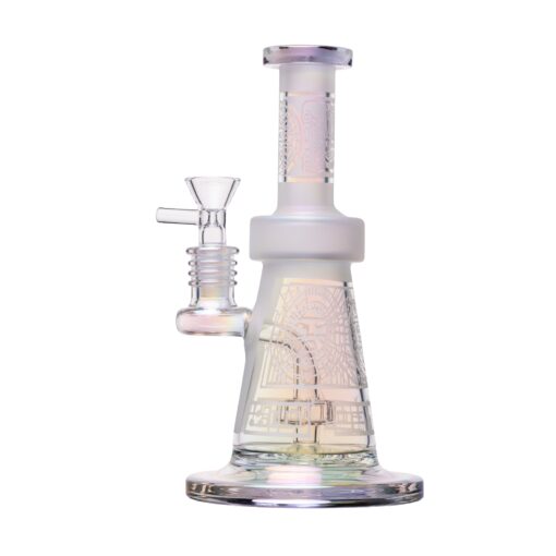 Human Grade Aztec (Sandblasted) Glass Water Pipe Iridescent