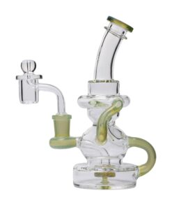 Human Grade Stubby Klein Glass Recycler Rig Water Pipe-Jade